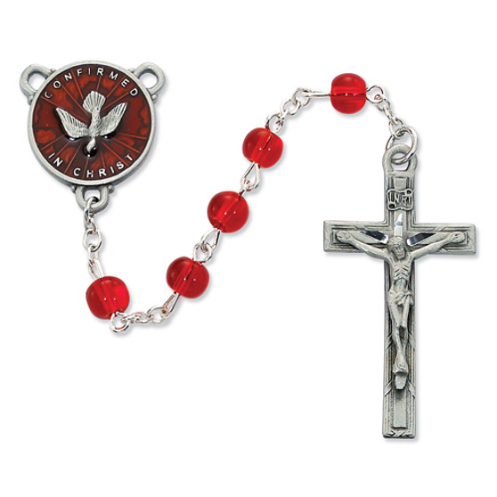 6MM RED GLASS H.S. ROSARY