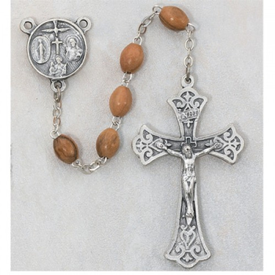 SS 5X7MM OLIVE WOOD ROSARY