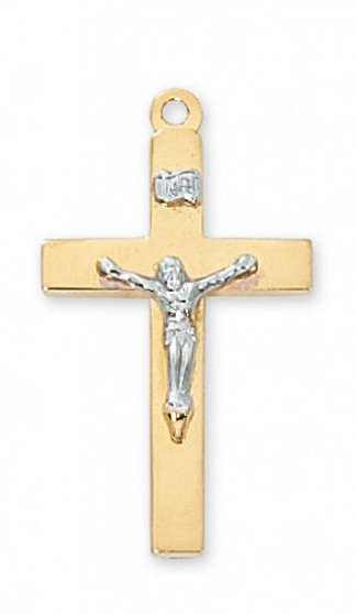 Gold over Silver  TUTONE CRUCIFIX 20CHAIN"