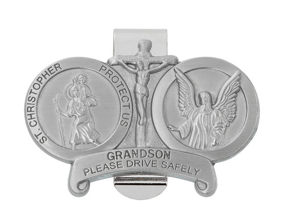 GRANDSON VISOR CAR CLIP WITH ST. CHRISTOPHER