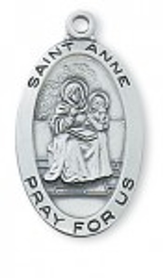 ST. ANNE PEWTER MEDAL WITH 18" CHAIN