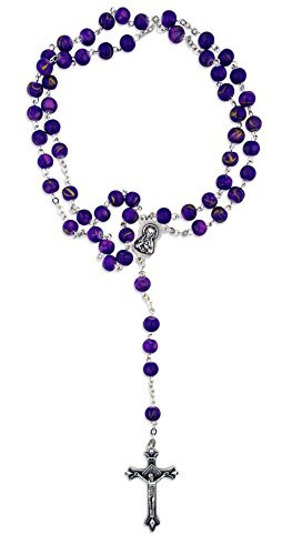 Glass Bead Catholic Rosary - Multicolor (Amethyst)