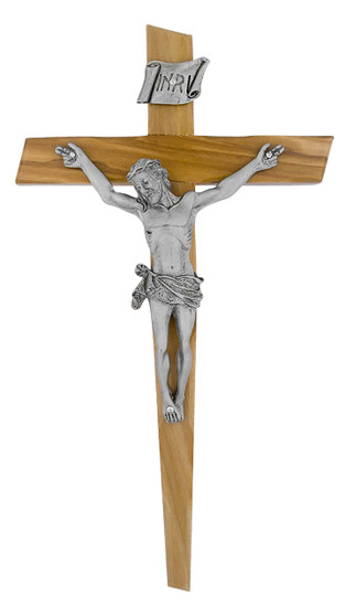 8" Olive Wood Cross with Notched Edges