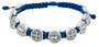 Adjustable Cord Bracelet with Medals (Saint Benedict Silver - Blue)