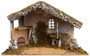 Nativity Creche Stable | Realistic Materials | Fireplace & Hay | 12" x 19"