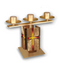 Candelabra | Satin Bronze & Dark Stain Oak Wood
