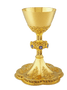 European Gold-Plated Chalice with Floral Design, Enamel JESUS Node, and Filigree Base – A Masterpiece of Devotion
