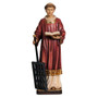 St. Laurence with Gridiron & Book Painted Wood Statue - 12 Inches