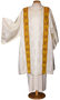 Damask Dalmatic with Liturgical Braid and Gold Trim – Elegant Clergy Vestment for Catholic Mass and Solemn Celebrations
