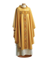 Gold Lurex Wool Chasuble – Lightweight Liturgical Vestment with Ring Collar and Beaded Chevron Tao Design