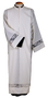 Polyester and Wool Alb with Korean Collar and Organza Inserts – All-Season Liturgical Vestment with Central Zip
