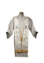Marian Stole in Fine Polyester Satin with Metallic Embroidery, Fringe, and Rebour Bow – Elegant Liturgical Vestment
