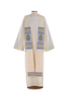 Wool Lurex and Acrylic Liturgical Stole with Ave Maria Embroidery – Gold and Blue Marian Vestment for Clergy