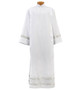 1" Silver Embroidered Alb | Washable Tropical Weight Poly/Wool Blend | Standard & Ample Cut Sizes - X- Small
