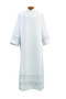White Cassock Alb with 2" Lace Bands | Linen-Weave Polyester | Washable with Button or Velcro Closure | Standard & Ample Cut Sizes - X-Small

