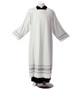 Classic Lightweight Alb with Hand-Embroidered Bands | Winter Weight Poly/Wool Blend | Traditional Clergy Vestment - X-Small
