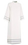 Slabbinck Front Wrap Alb in White Ravenna Fabric | Washable Grey & White Embroidered Liturgical Vestment - X-Small
