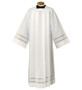 White Embroidered Eyelet Alb with Square Neck – 100% Polyester Liturgical Garment -Medium