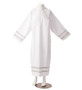 Classic Lightweight Winter Alb with Hand-Embroidered Double Bands – 67% Polyester / 33% Wool Liturgical Vestment for Clergy - Small
