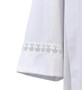 Tropical Weight Poly/Wool Clergy Alb with Latin Cross Lace – Washable Liturgical Alb with Button or Velcro Closures -X-Small
