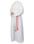 Youth Server Alb with Capuche – Lightweight White Perma Press Kodel Poly/Cotton, 23" Zipper | Altar Server Robe with Optional Cincture -Large