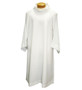Pure White Polyester-Linen Monks Cloth, No-Wrinkle – Stand-Up Collar with Capuche, Lined and Interlined – Elegant Liturgical Vestment -X-Small
