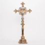 Fluted Stem Altar Cross | Traditional Brass Altar Crucifix with Silver Plated Corpus and INRI
