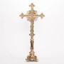 Brass Stem Altar Cross | 30" Traditional Catholic Crucifix with Silver Plated Corpus and INRI