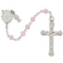 STERLING PINK TIN CUT ROSARY