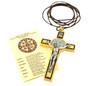 3" Colored Enamel St. Benedict Crucifix with Round St. Benedict Medal, Cord, and Booklet (Gold-tone w/ Black enamel)