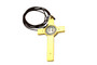 3" Colored Enamel St. Benedict Crucifix with Round St. Benedict Medal, Cord, and Booklet (Gold-tone w/ Black enamel)