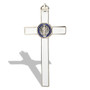 Saint Benedict Wall Crucifix with Colored Enamel (Silver-White)