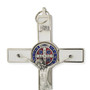 Saint Benedict Wall Crucifix with Colored Enamel (Silver-White)