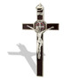 Saint Benedict Wall Crucifix with Colored Enamel (Silver-Brown)