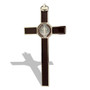 Saint Benedict Wall Crucifix with Colored Enamel (Silver-Brown)