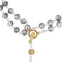 Beautiful Catholic Rosary with Rosette Beads and Gold-Tone Accents