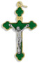 1.5" Latin-Style Crucifix with Colored Enamel and Gold Trim