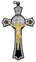 Black Saint Benedict Cross with White Enamel Inlays, 3"