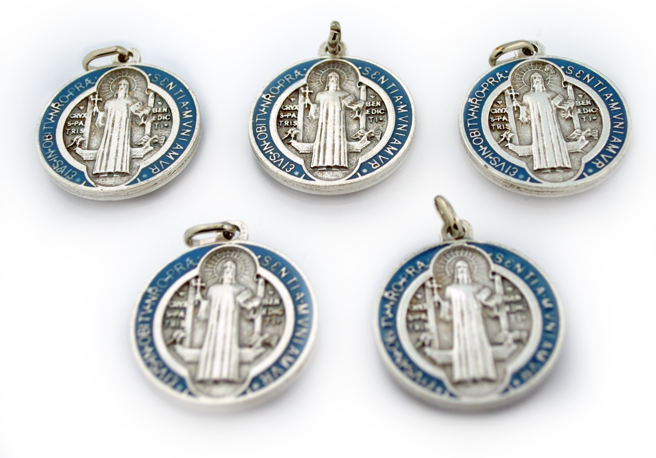 6St. Benedict Wall Medal with blue enamel - Our Lady of Guadalupe  Monastery Giftshop