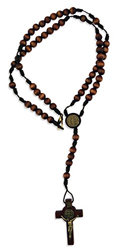 Wood St. Benedict Rosary Necklace with Clasp (Walnut) - Trinity Church ...