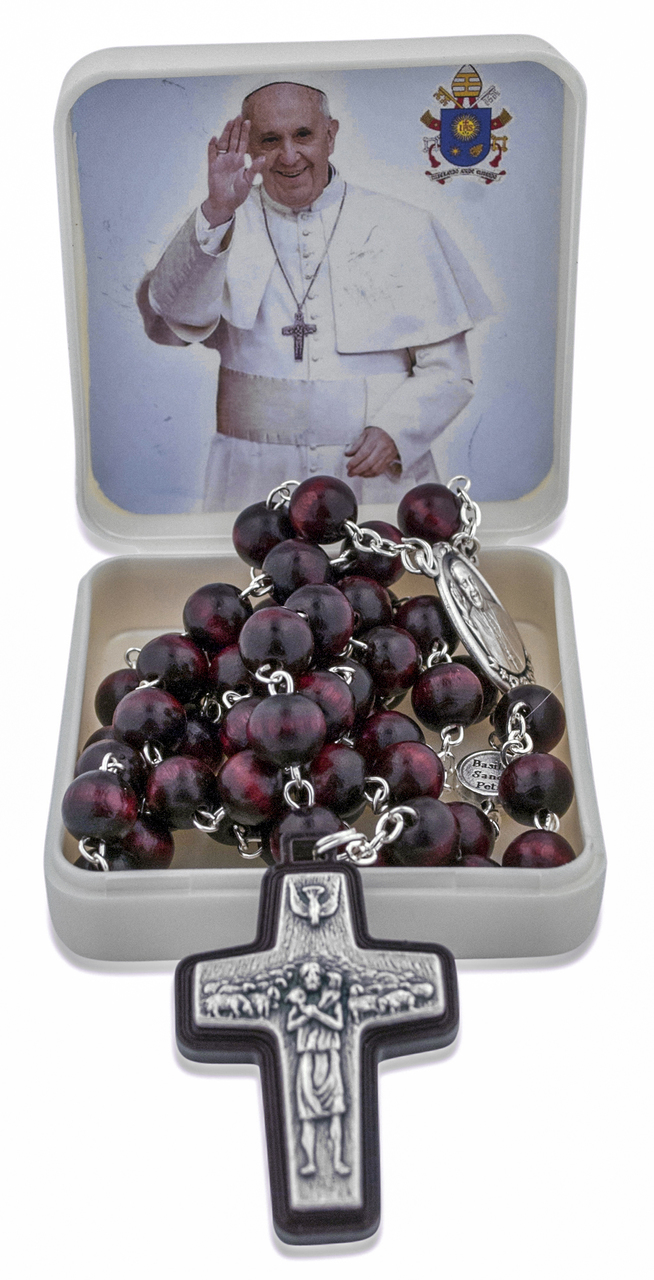 Four Basilicas Pope Francis Rosary with Wood Beads - Trinity