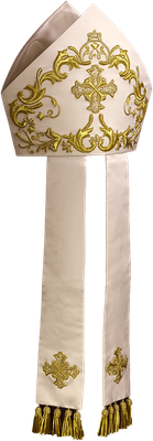 hand-embroidered mitre, Italian bishop mitre, liturgical mitre ...