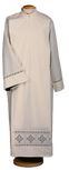 Polyester and Cotton Liturgical Smock with Macramé Trim and Korean Collar – Comfortable and Refined Vestment with Central Zip
