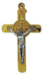 Saint Benedict Cross Pendant with Cord for Neck Wear (Gold-Tone)