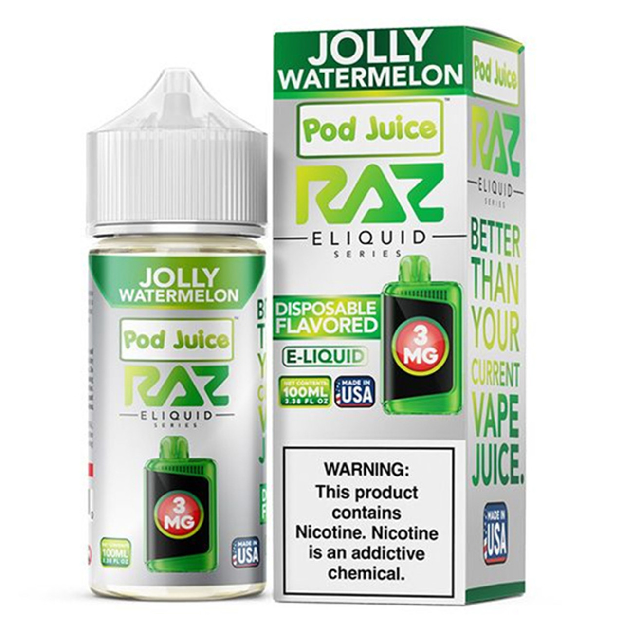 Jolly Watermelon - 3mg - Pod Juice x Raz - 100mL