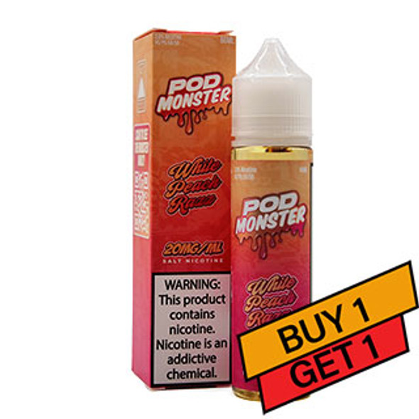 White Peach Razz - 20mg - Pod Monster Salt - 60mL Buy 1 Get 1