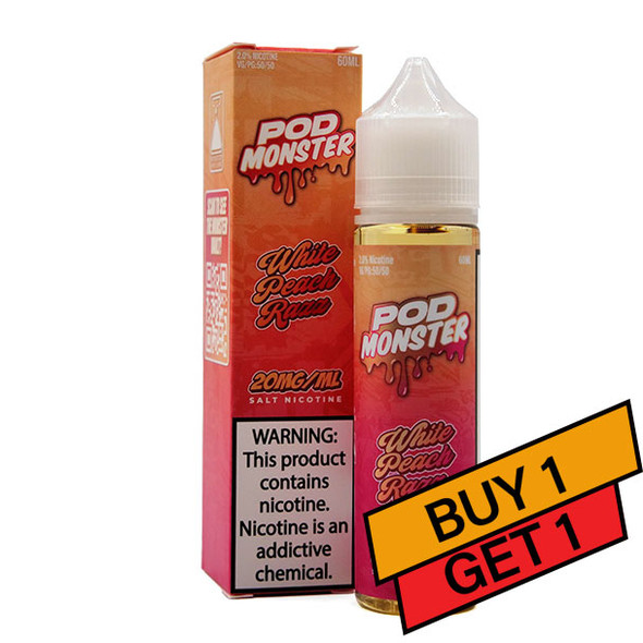White Peach Razz - 20mg - Pod Monster Salt - 60mL Buy 1 Get 1
