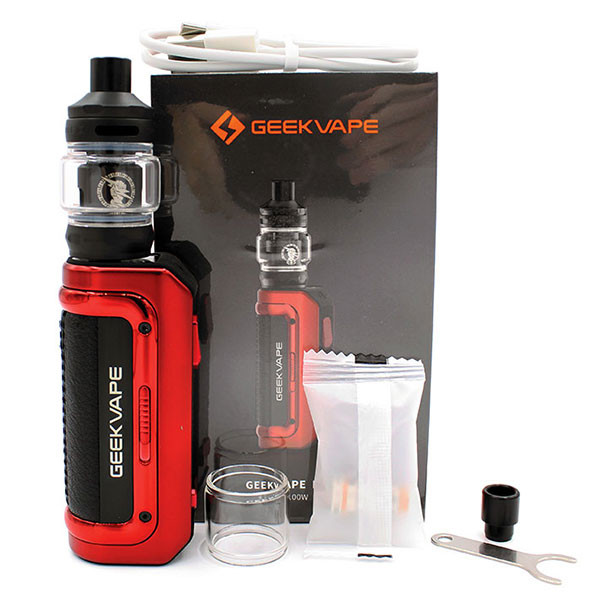 Geek Vape M100 (Aegis Mini 2) Kit 2500mah Red Package and Contents