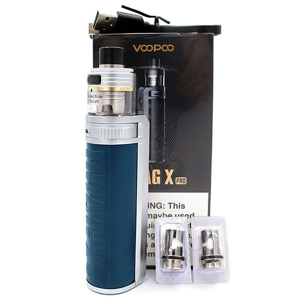 Drag X Pro Kit ( TPP X Pod ) ( 100W ) By VooPoo Garda Blue Package and Contents