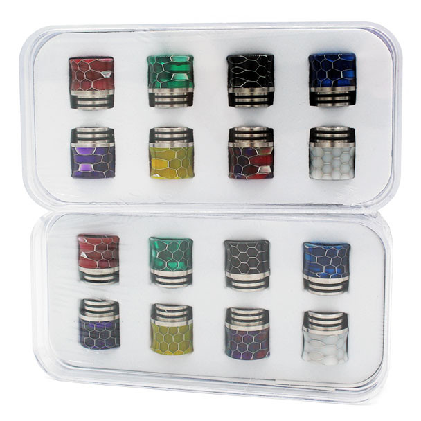 810 Snake Skin ( Curved ) Metal Base Drip Tips ( Pack of 8 )